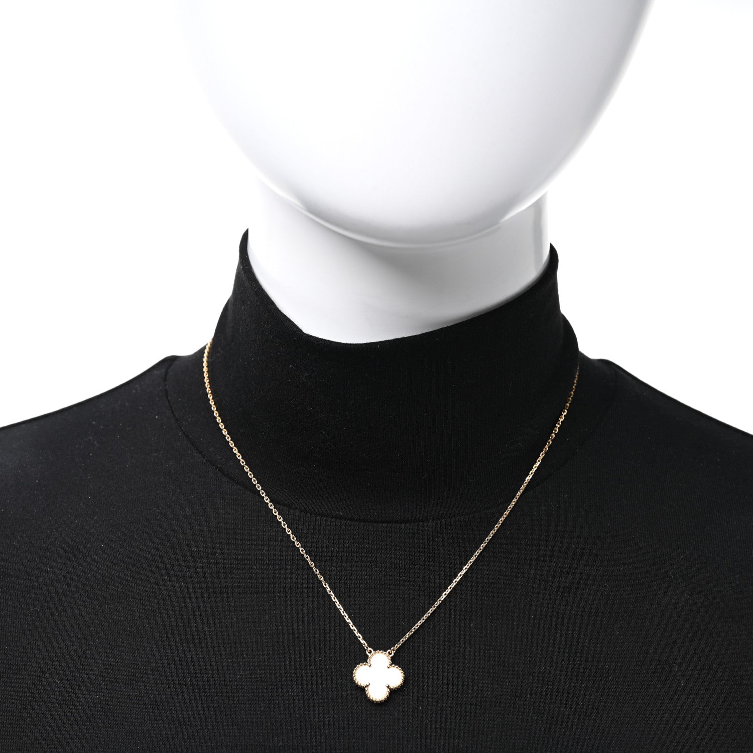 Van Cleef & Arpels 18K Yellow Gold Mother of Pearl Vintage Alhambra Pendant Necklace 3 of 4