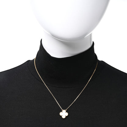 Van Cleef & Arpels 18K Yellow Gold Mother of Pearl Vintage Alhambra Pendant Necklace 3 of 4