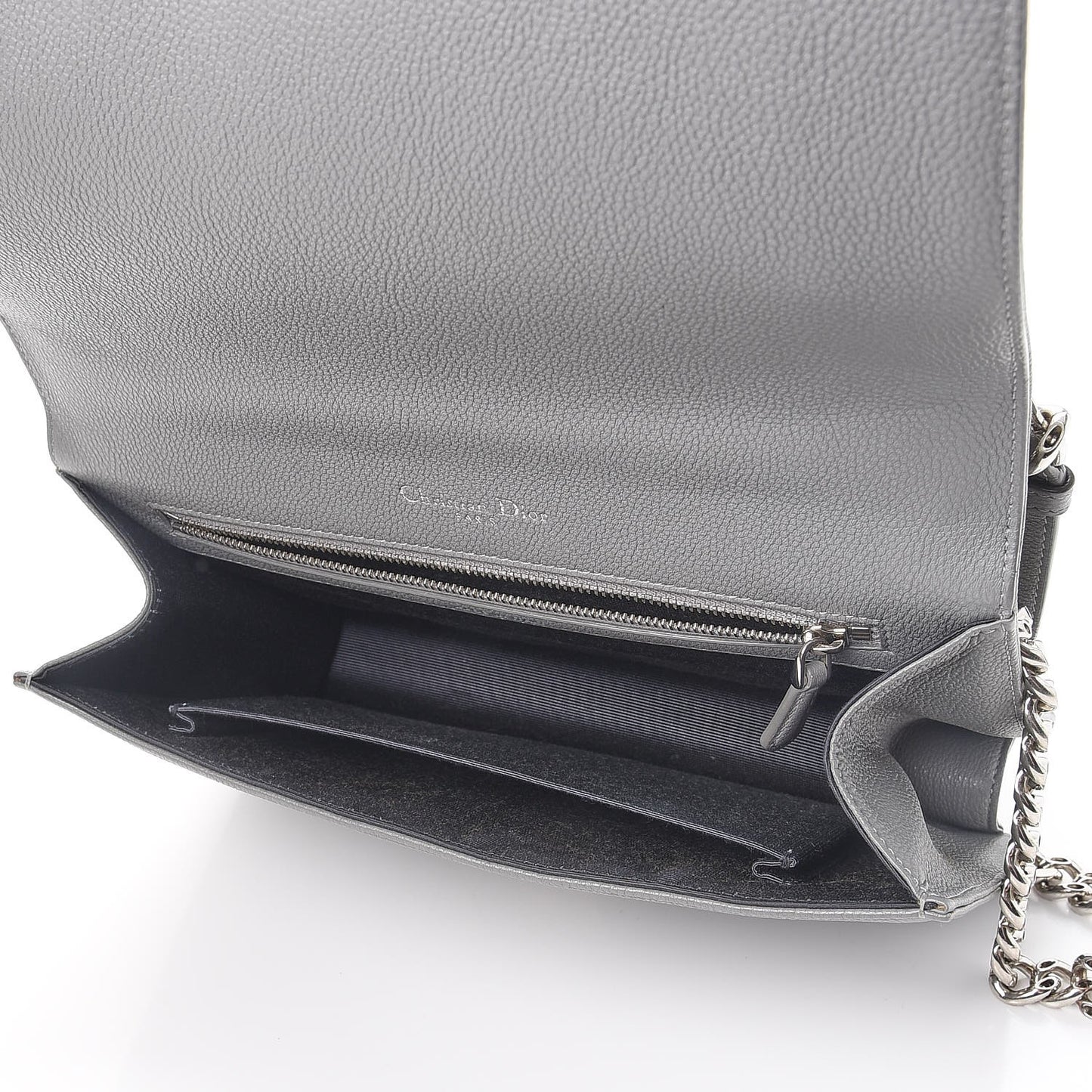 Grained Calfskin Medium Diorama Flap Bag Gris