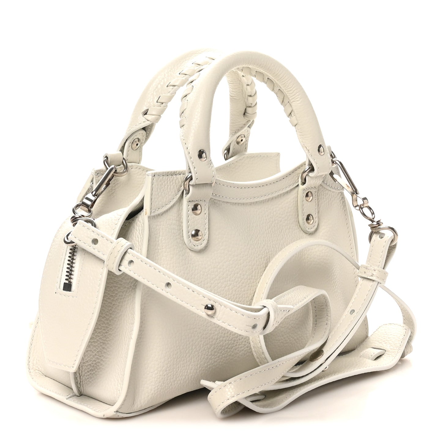 Grained Calfskin Neo Classic Silver Hardware Mini City White