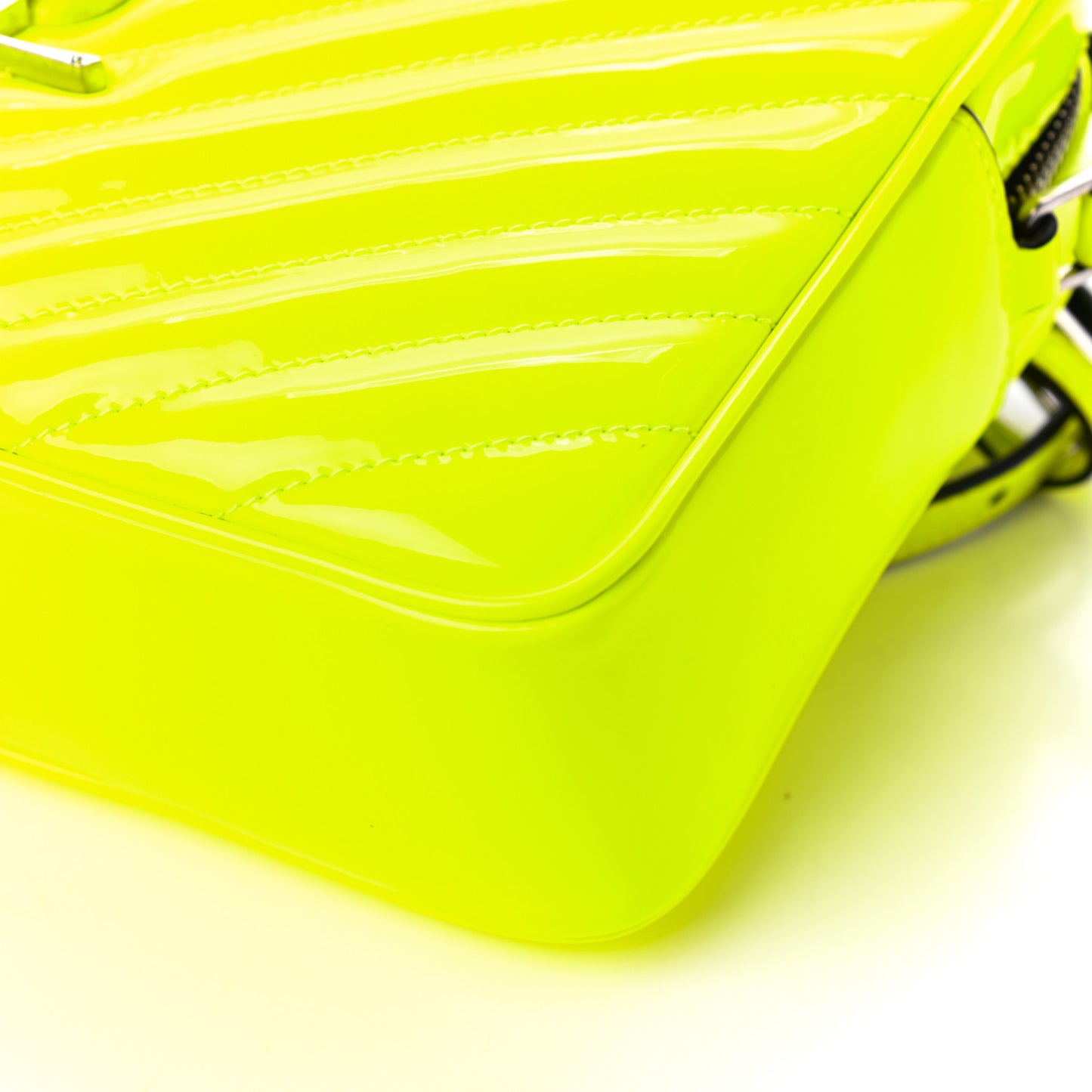 Patent Calfskin Matelasse Monogram Lou Camera Bag Neon Yellow