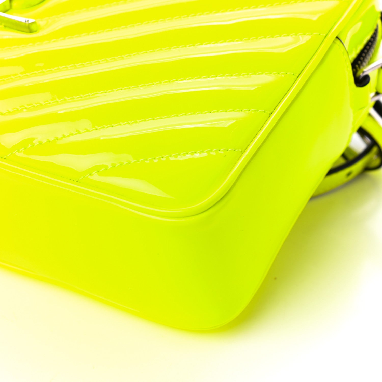 Saint Laurent Patent Calfskin Matelasse Monogram Lou Camera Bag Neon Yellow 9 of 9