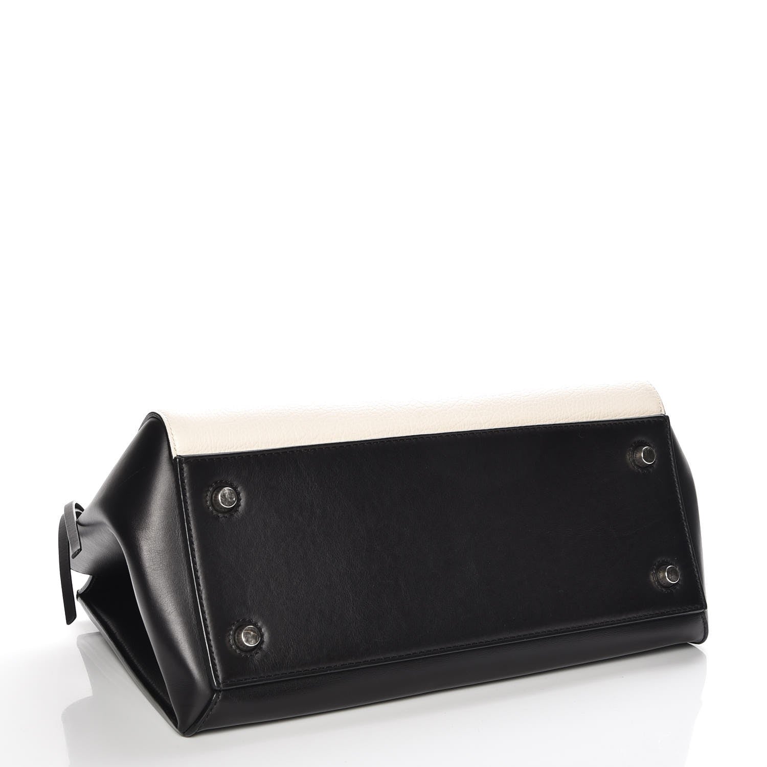 Celine Textured Calfskin Small Bi-Color Edge Shoulder Bag Black Cream 4 of 7