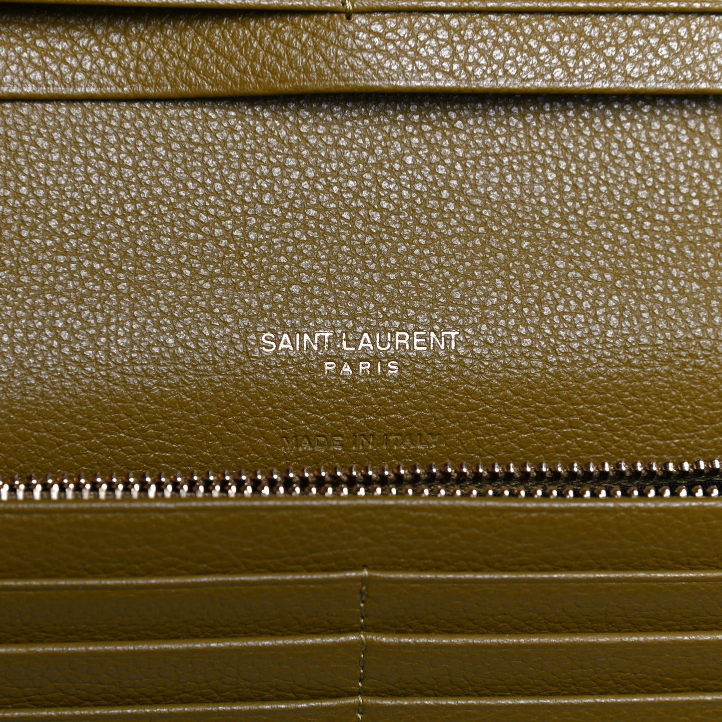 Grained Calfskin Foldover Monogram Wallet Olive