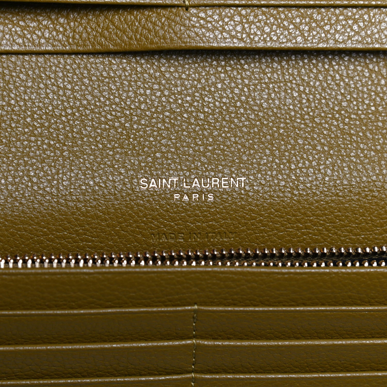 Saint Laurent Grained Calfskin Foldover Monogram Wallet Olive 6 of 10