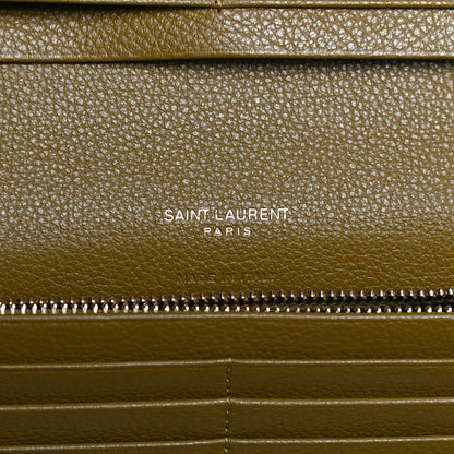 Saint Laurent Grained Calfskin Foldover Monogram Wallet Olive 6 of 10