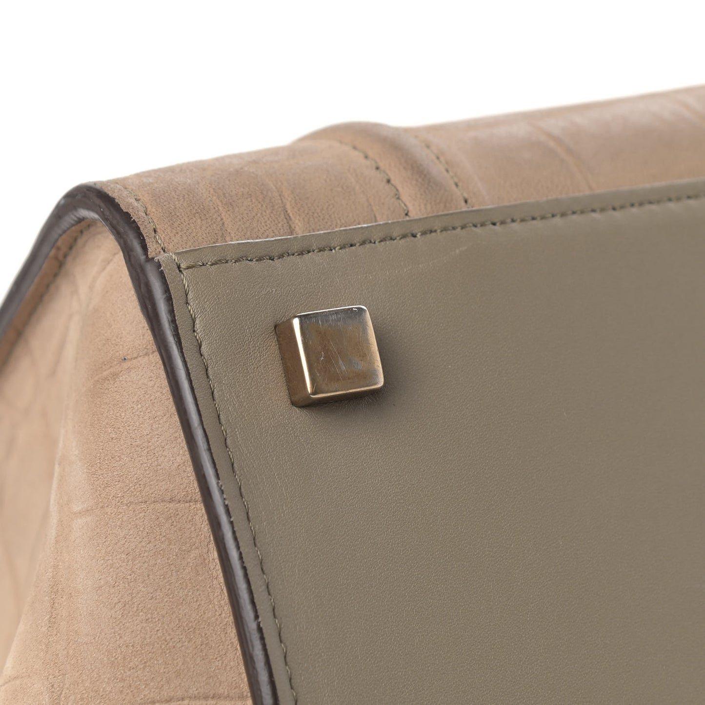 Crocodile Embossed Nubuck Medium Phantom Luggage Beige
