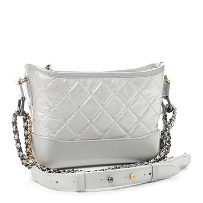 Chanel Metallic Aged Calfskin Quilted Small Gabrielle Hobo Light Silver 3 of 9