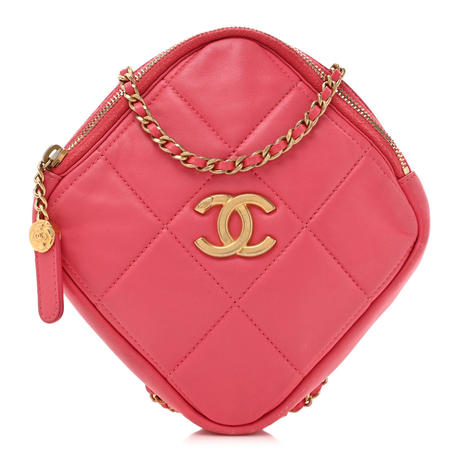 Chanel Lambskin Quilted Diamond Clutch With Chain Pink 1 of 17