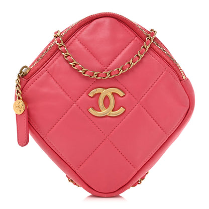 Chanel Lambskin Quilted Diamond Clutch With Chain Pink 1 of 17
