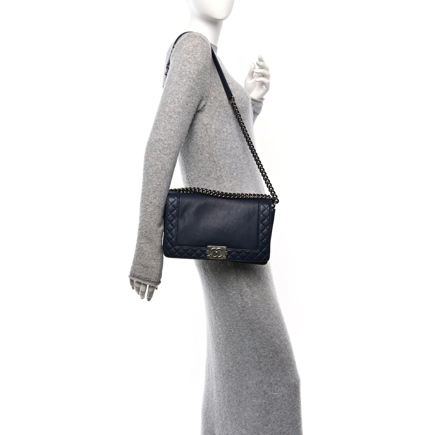 Calfskin New Medium Boy Reverso Flap Navy