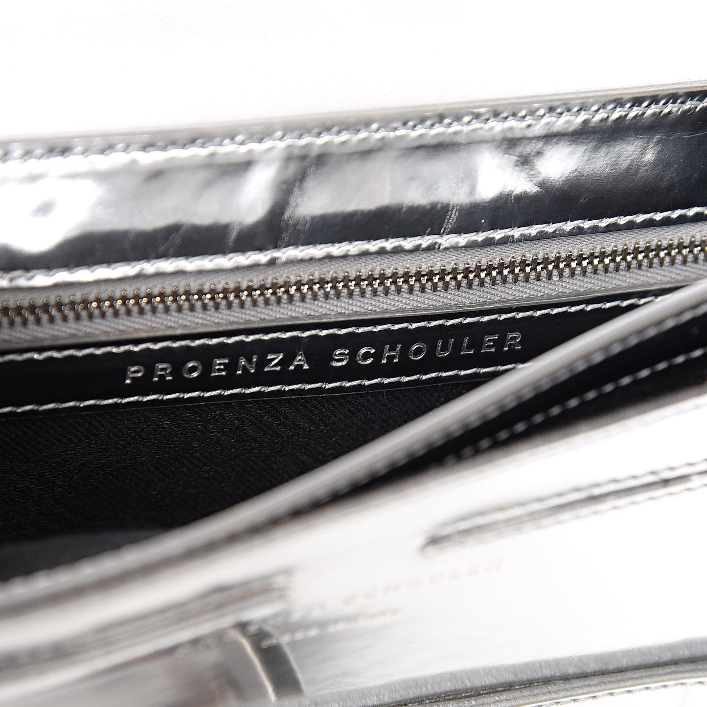Metallic Patent PS11 Wristlet Clutch Silver