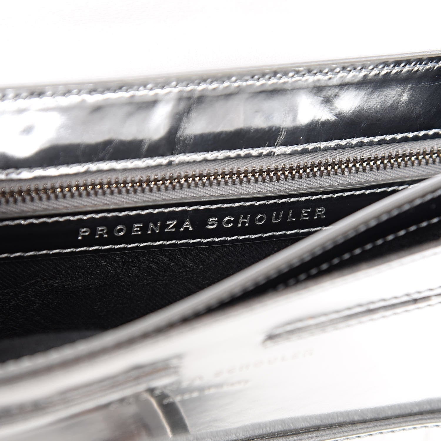Proenza Schouler Metallic Patent PS11 Wristlet Clutch Silver 8 of 9