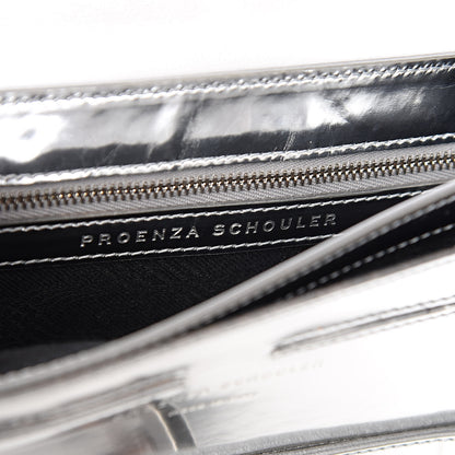 Proenza Schouler Metallic Patent PS11 Wristlet Clutch Silver 8 of 9