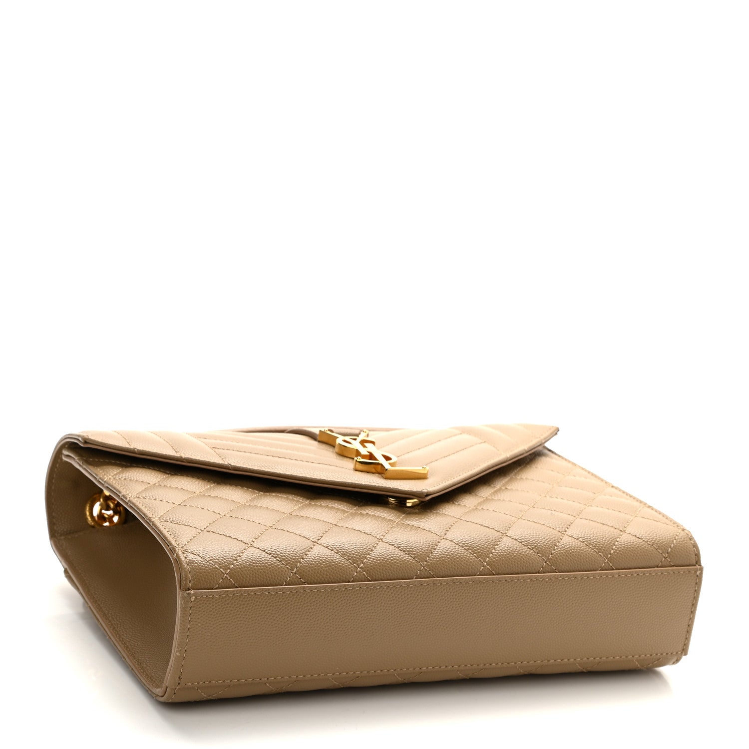 Saint Laurent Grain De Poudre Textured Mixed Matelasse Medium Triquilt Monogram Satchel Dark Latte 4 of 10