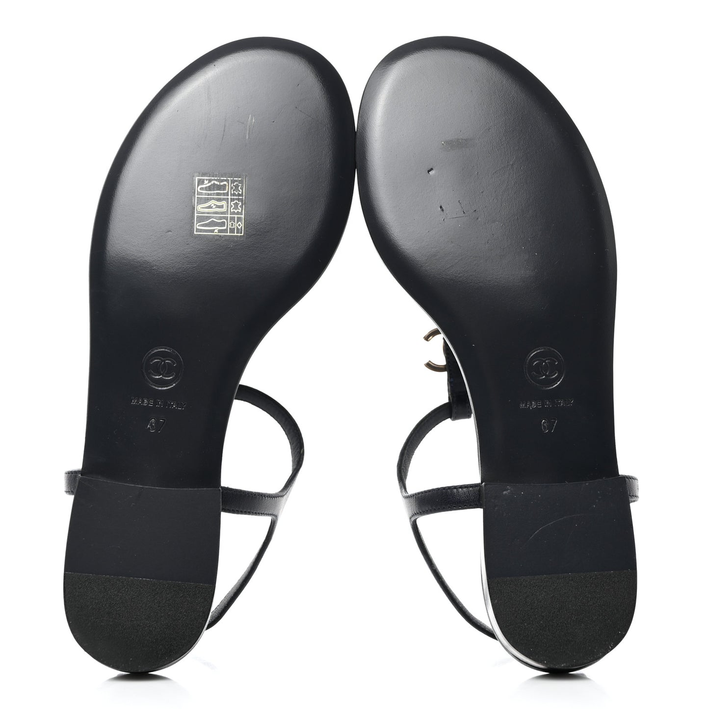 Lambskin Crystal CC Thong Sandals 37 Navy Blue