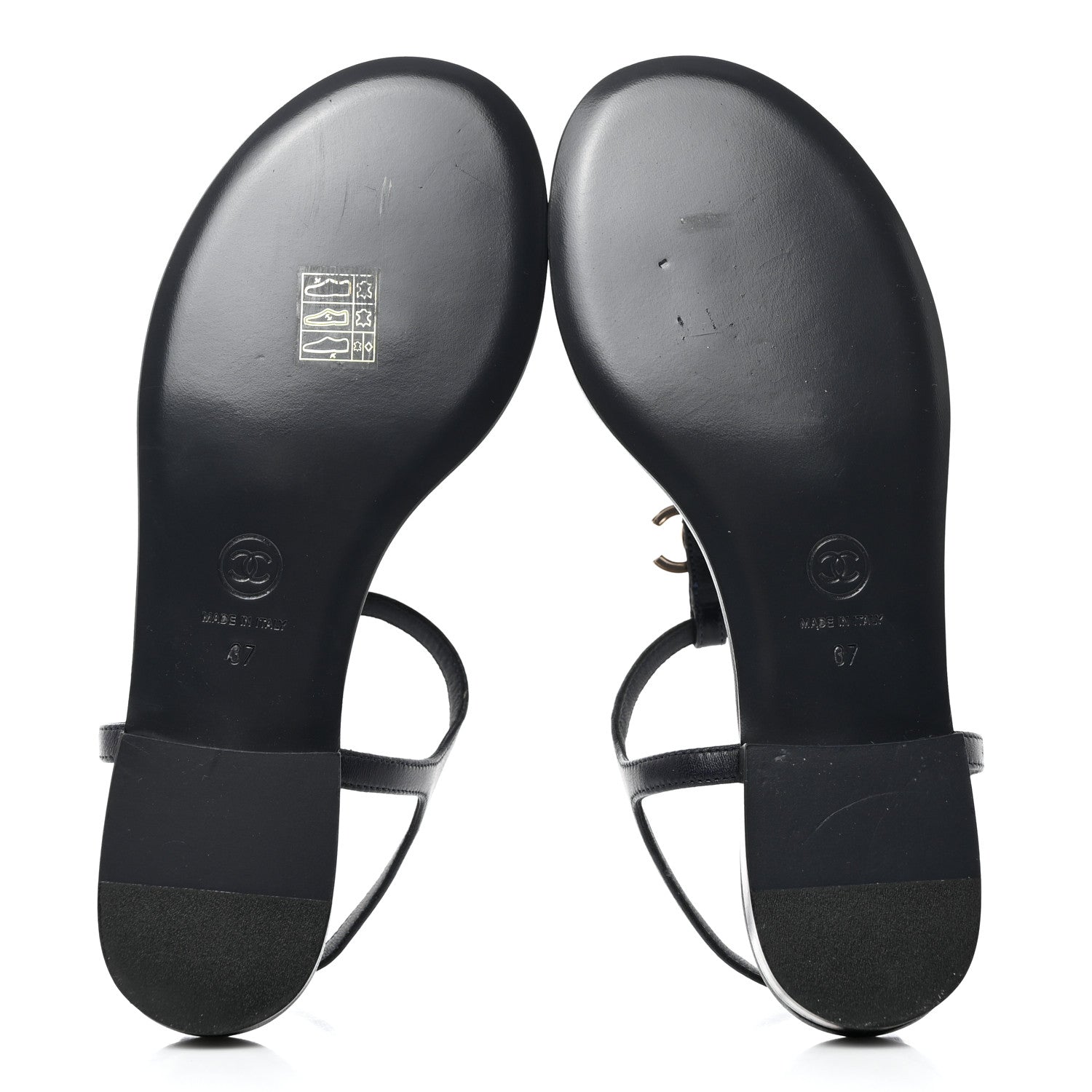 Chanel Lambskin Crystal CC Thong Sandals 37 Navy Blue 5 of 8