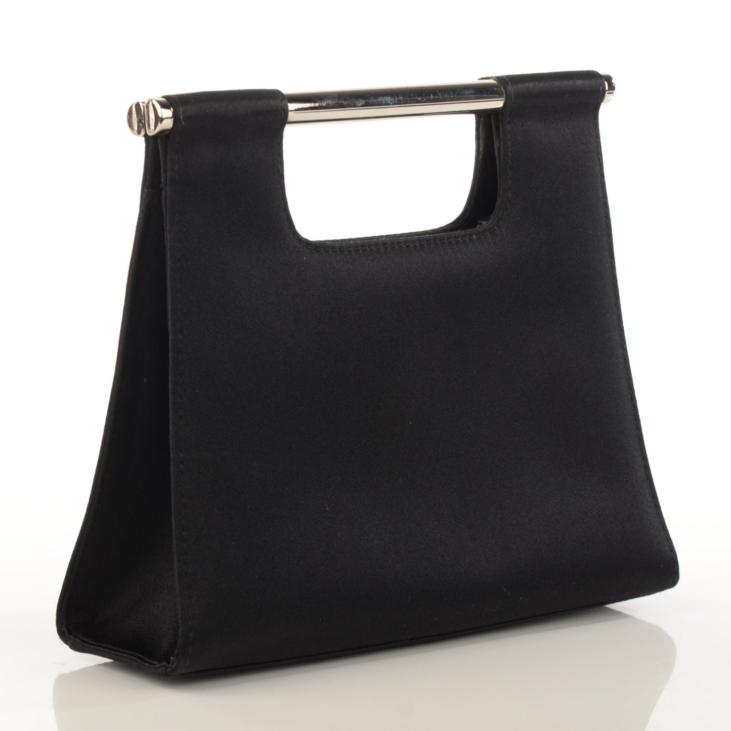 Satin Bar Handle Clutch Black