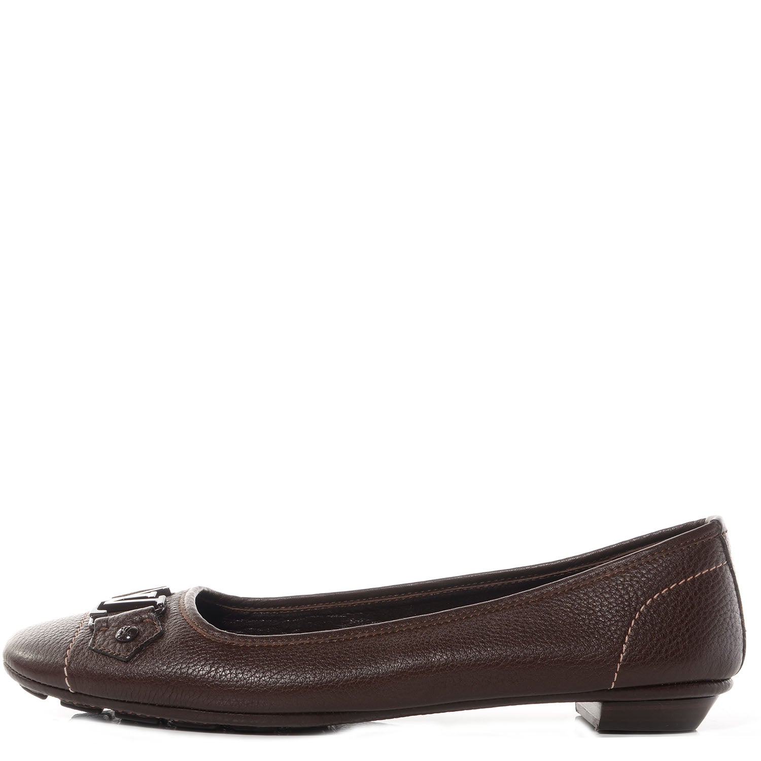 Louis Vuitton Pebbled Leather Oxford Ballerina Flats 42 Marron 1 of 8