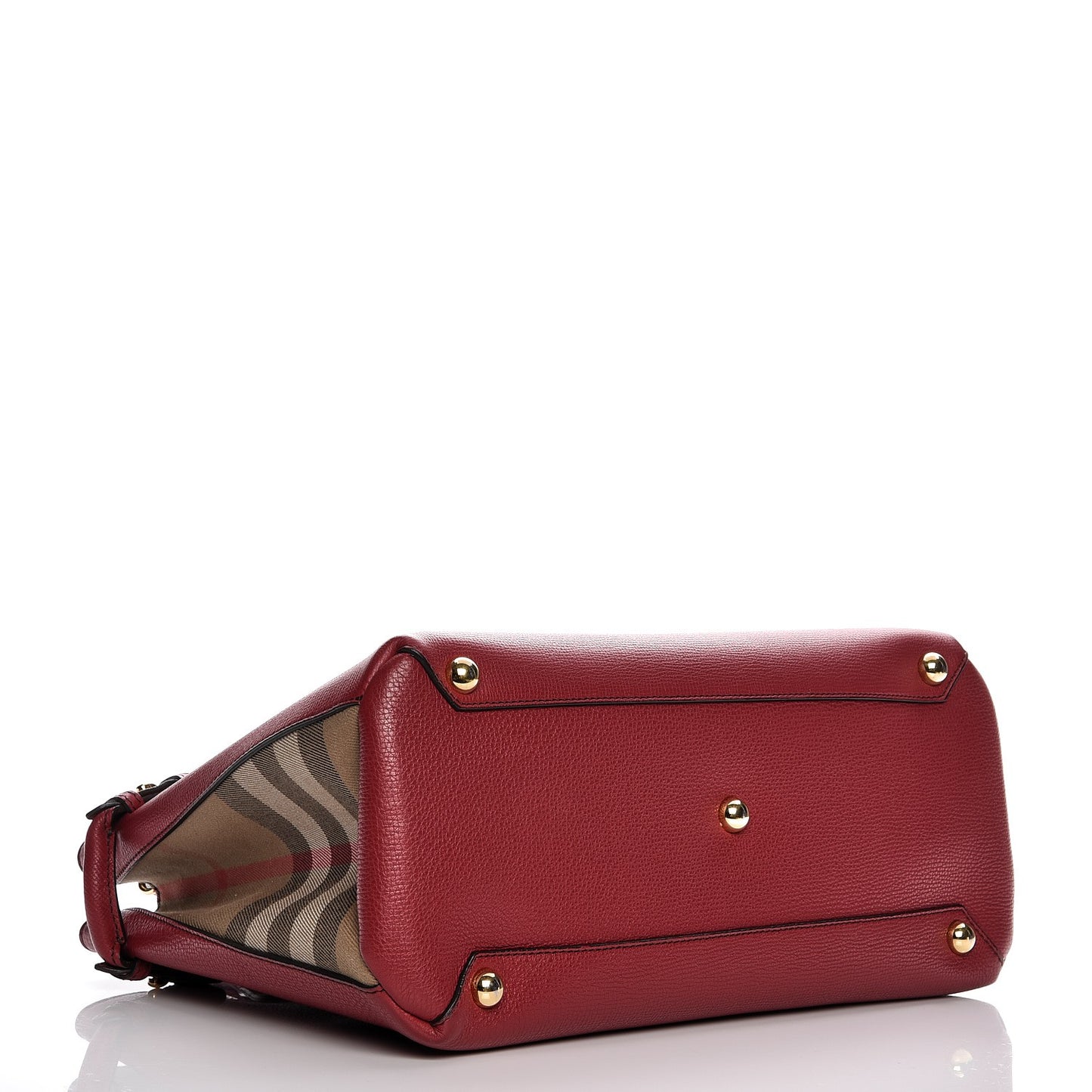 Derby Calfskin House Check Medium Banner Tote Russet Red