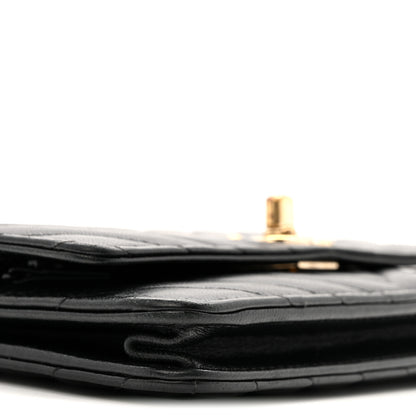 Chanel Lambskin Chevron Quilted Trendy CC Wallet On Chain WOC Black 10 of 15
