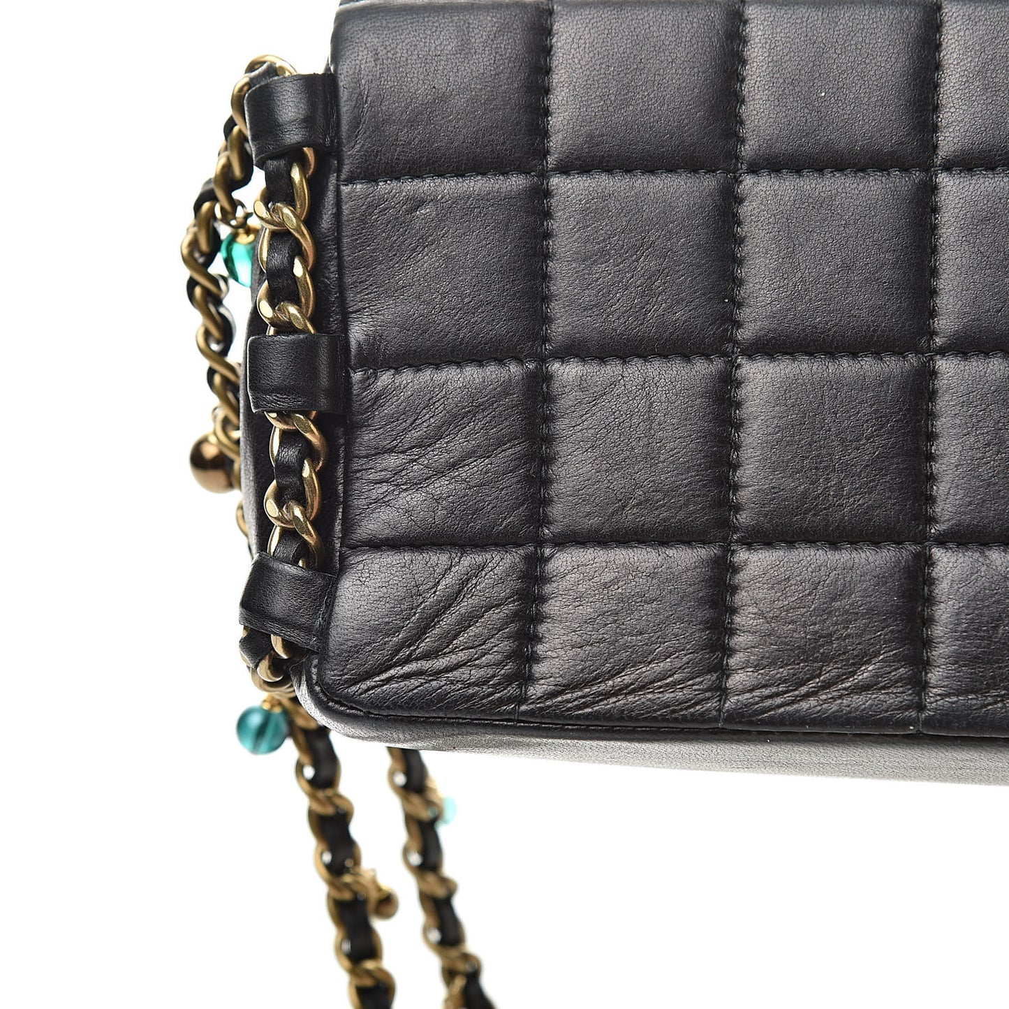 Lambskin East West Chocolate Bar Flap Black
