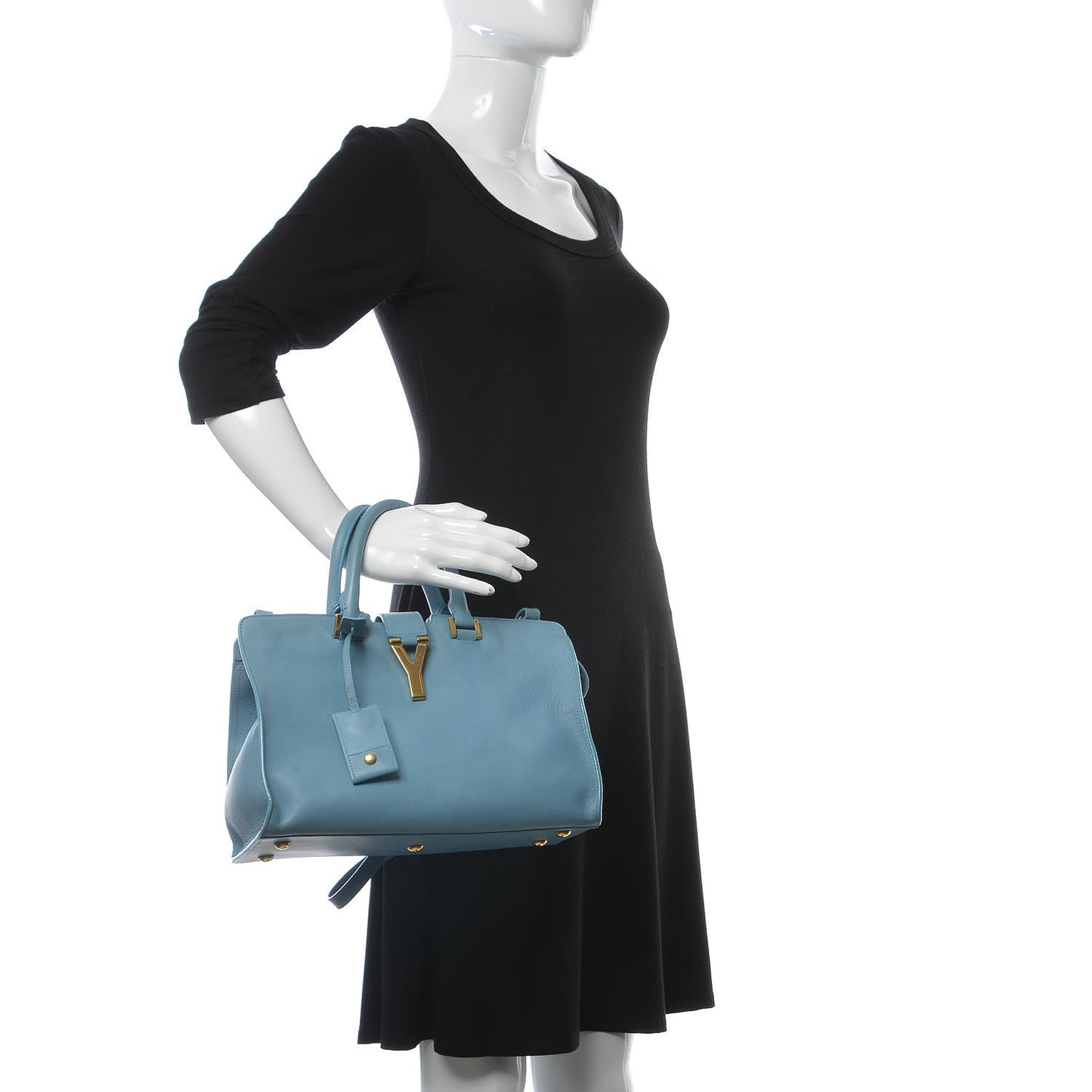 Calfskin Small Classic Y Cabas Blue Glacier
