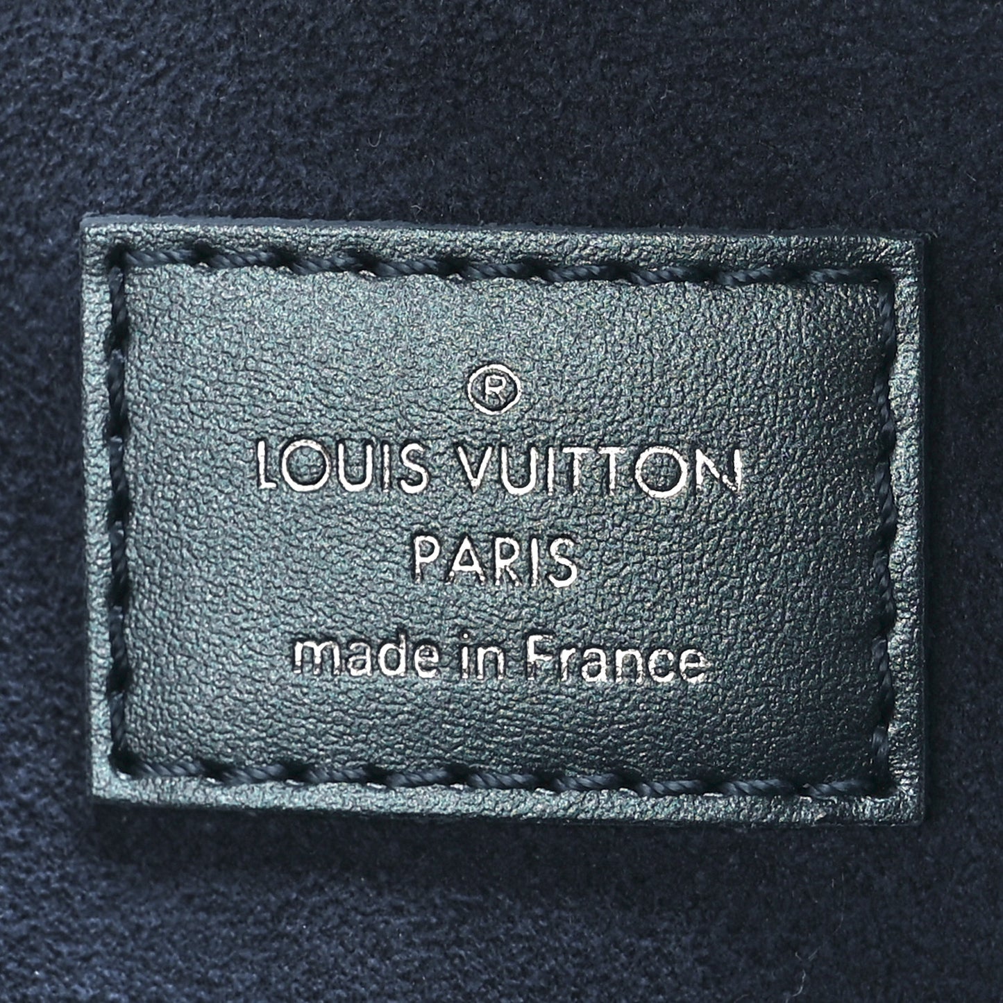 Metallic Calfskin Debossed Monogram Alma BB Steel Blue