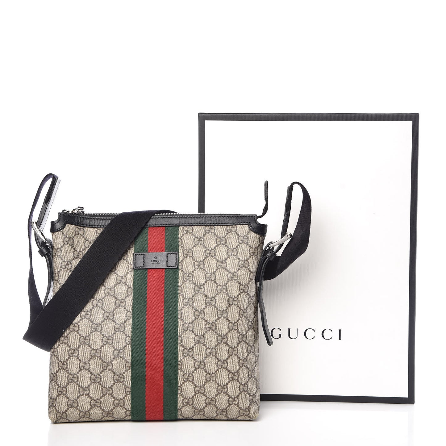 GG Supreme Monogram Web Messenger Bag Black