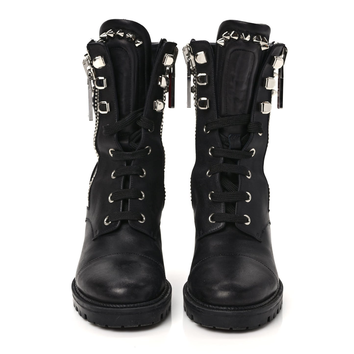 Calfskin Winter Spikes 70 Combat Boots 37 Black