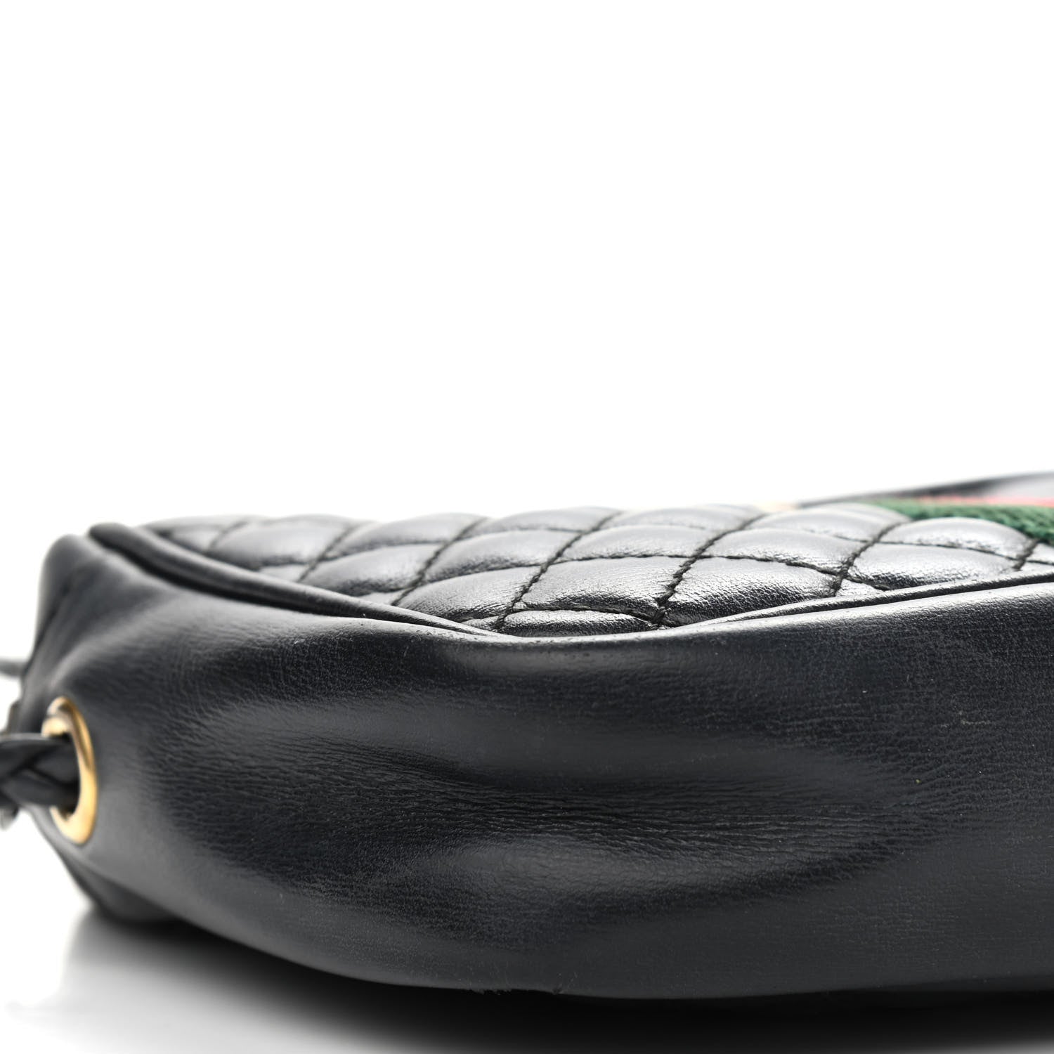 Gucci Calfskin Trapuntata Web Mini GG Shoulder Bag Black 8 of 10