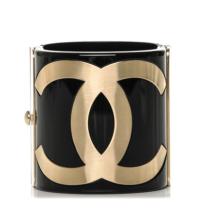 Chanel Resin CC Cuff Black Gold 1 of 5