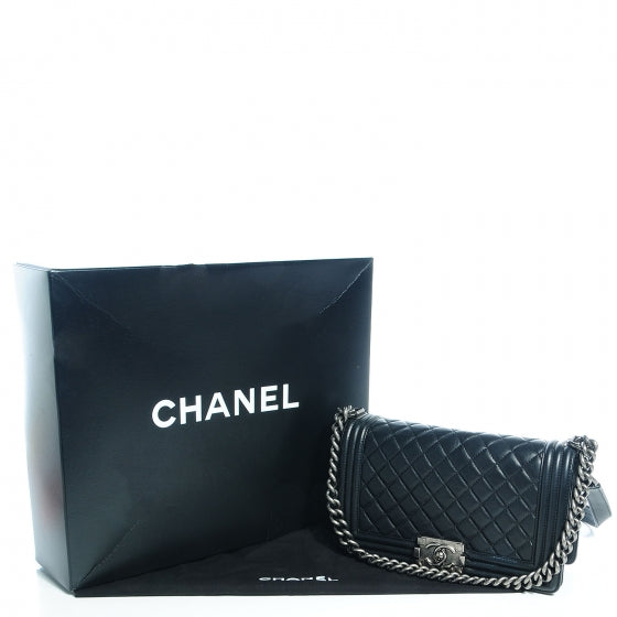 Chanel Metallic Calfskin Quilted Medium Boy Flap Black 8 of 19