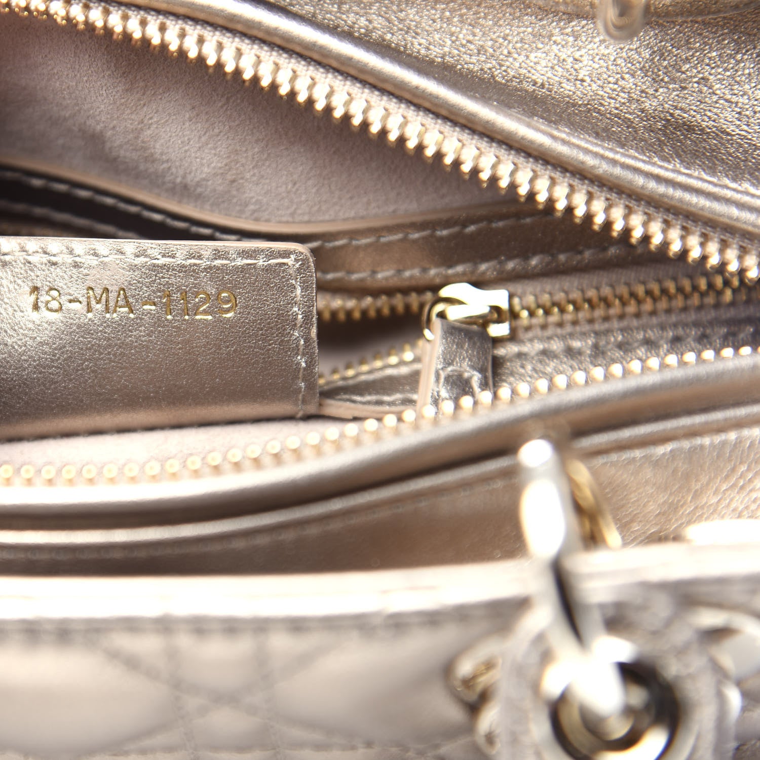 Christian Dior Metallic Calfskin Cannage Medium Lady Dior Gold 9 of 11