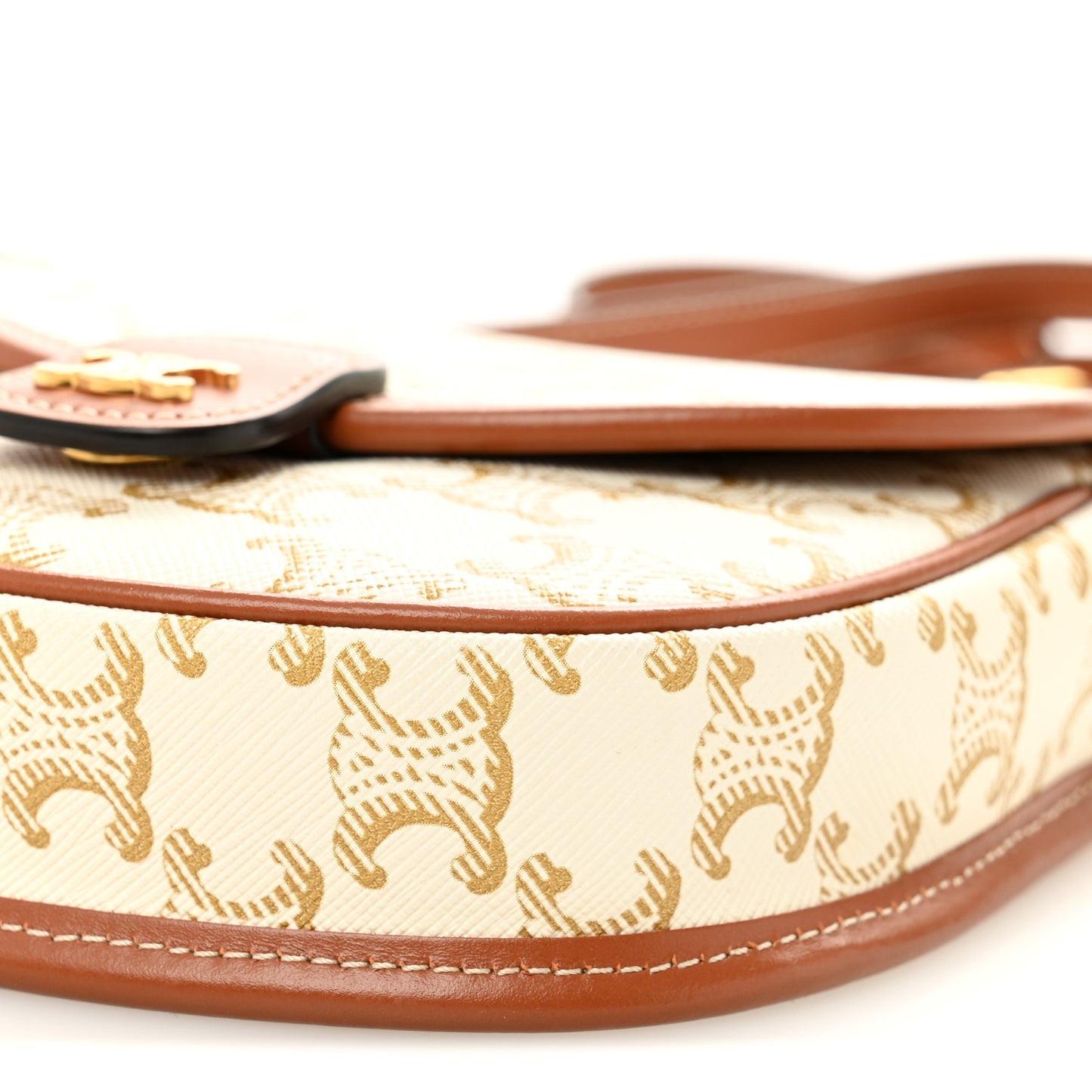 Triomphe Canvas Calfskin Mini Besace Bag White