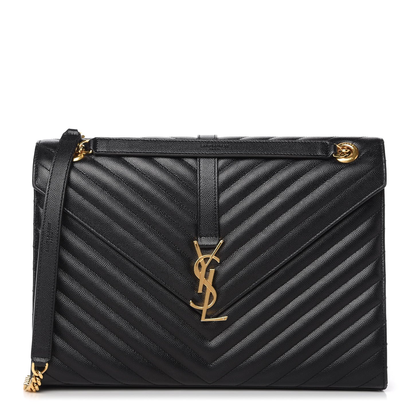 Grain De Poudre Matelasse Chevron Large Monogram Satchel Black