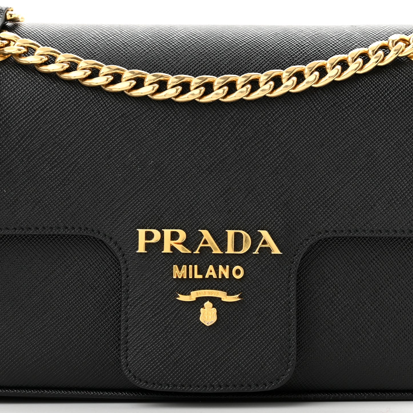 Saffiano Flap Shoulder Bag Black