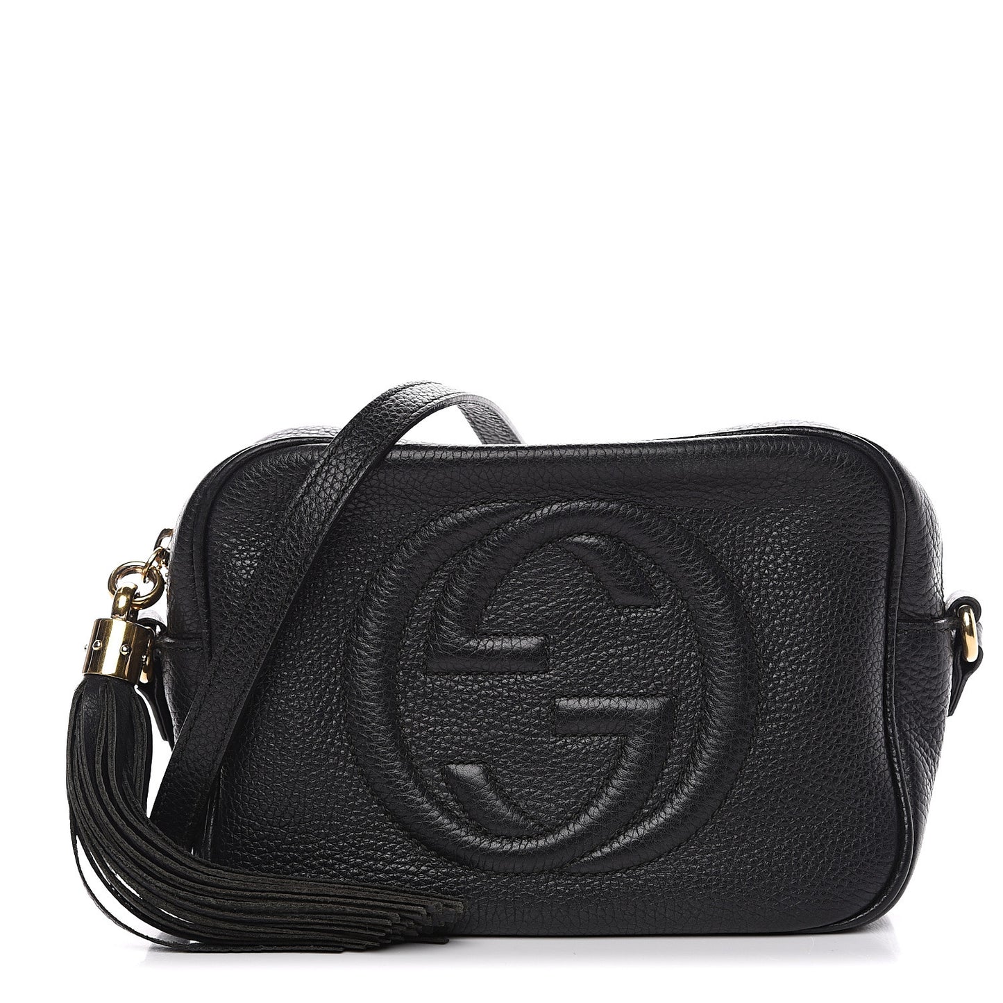 Pebbled Calfskin Small Soho Disco Bag Black