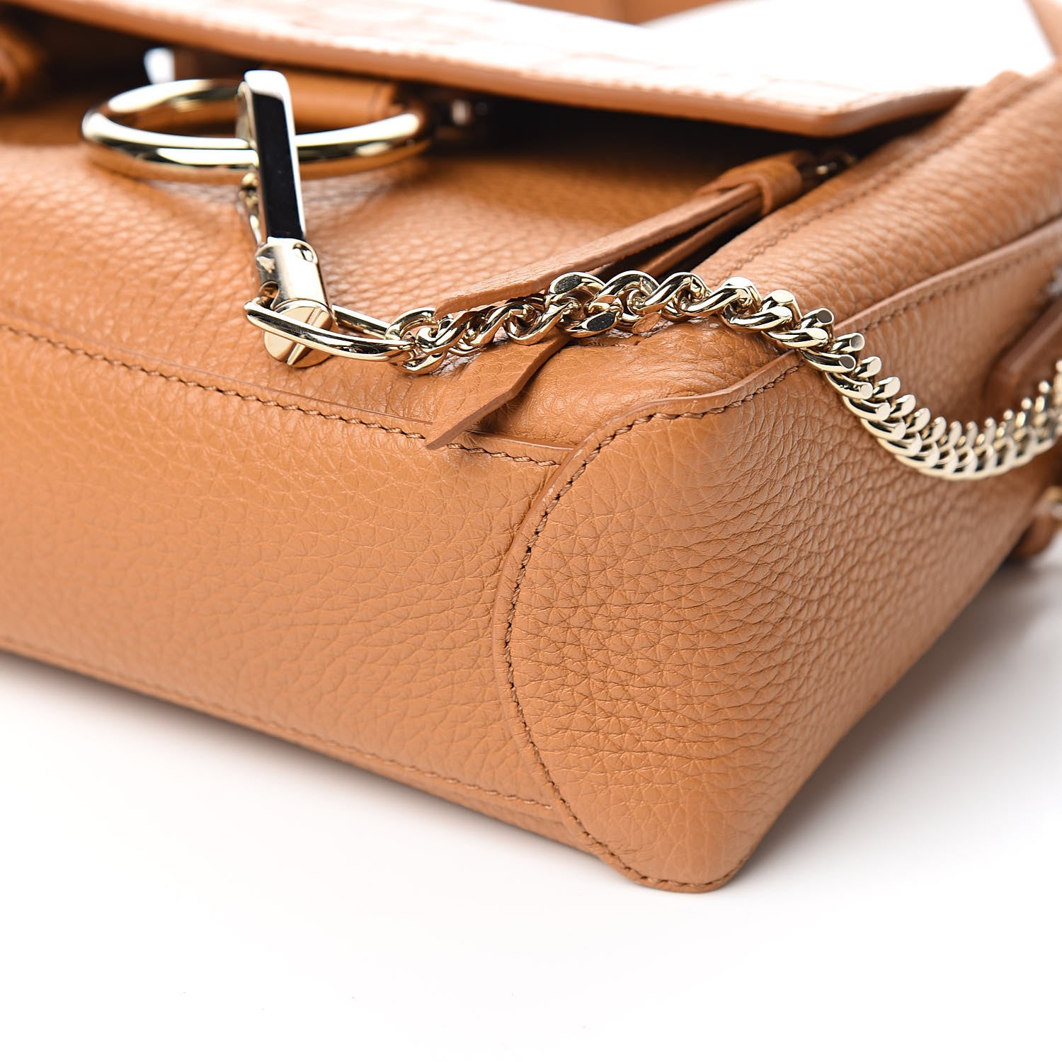 Chloe Calfskin Crocodile Embossed Mini Faye Day Shoulder Bag Autumnal Brown 8 of 9