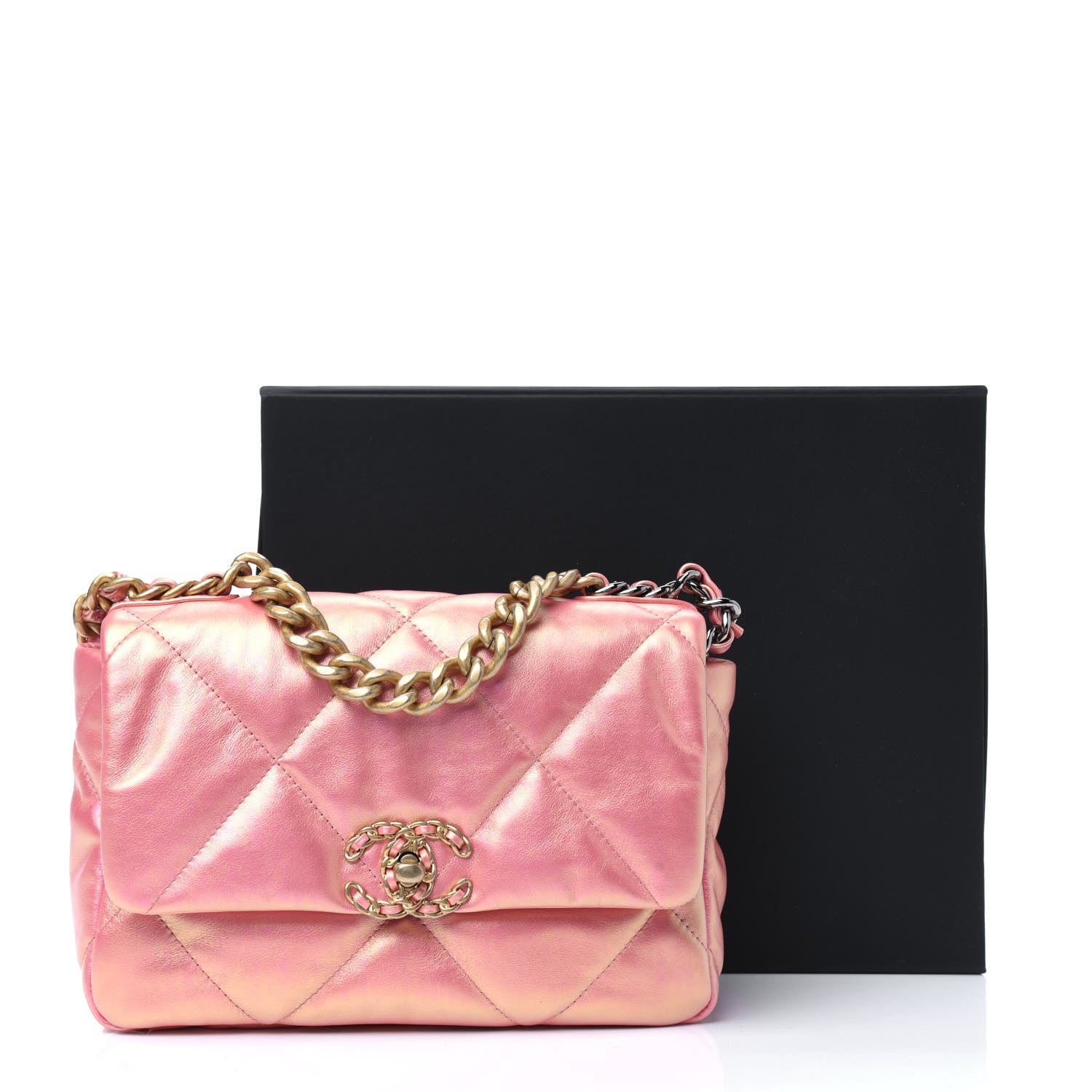 Chanel Iridescent Calfskin Quilted Medium Chanel 19 Flap Pink 14 of 14