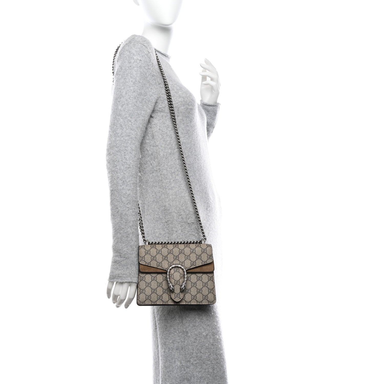 Gucci GG Supreme Monogram Mini Dionysus Shoulder Bag Taupe 2 of 13