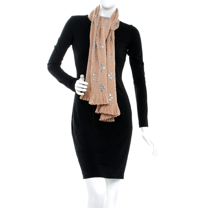 Louis Vuitton Wool Silk Logomania Shine Scarf Beige 2 of 4