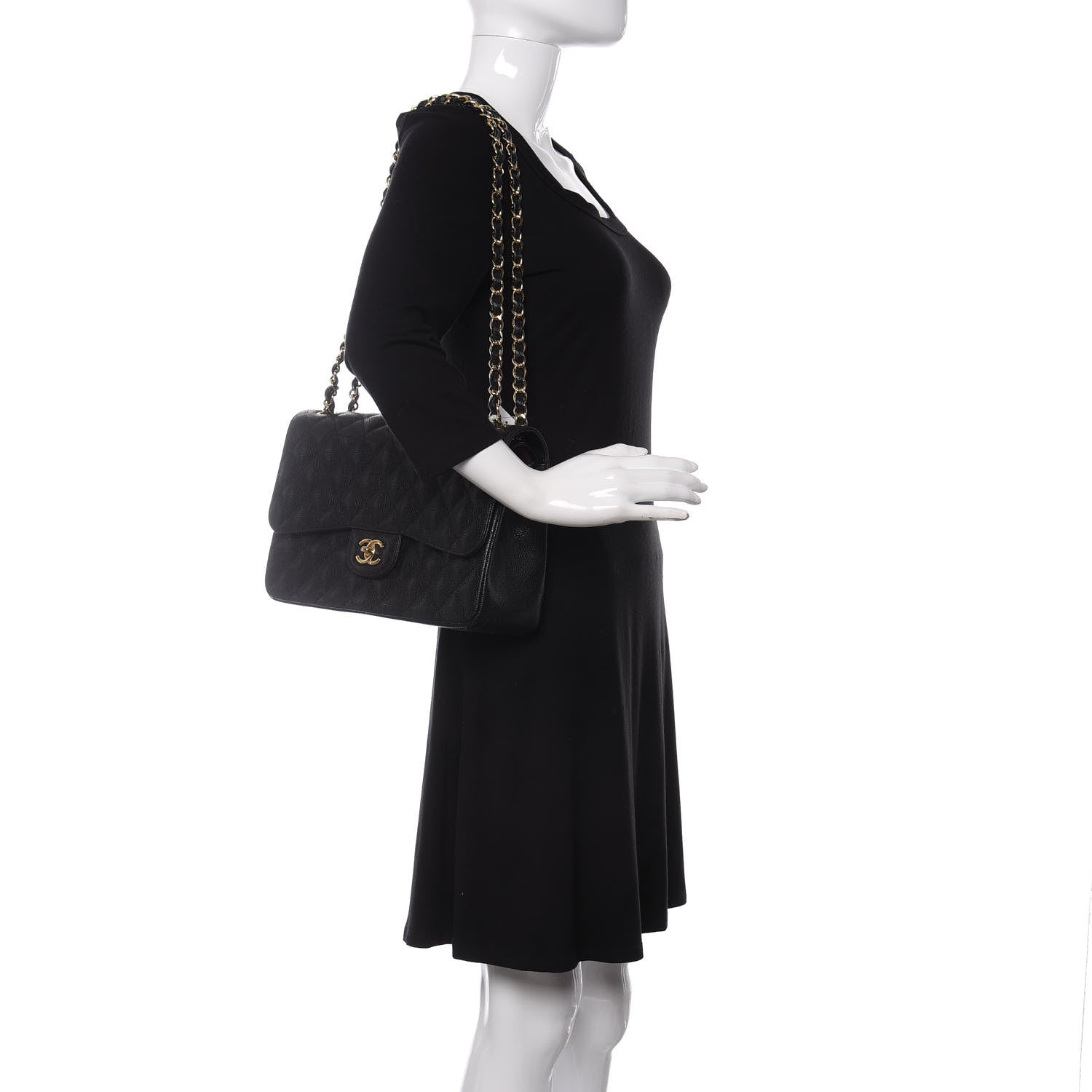 Chanel Caviar Quilted Jumbo Double Flap Black 2 of 11
