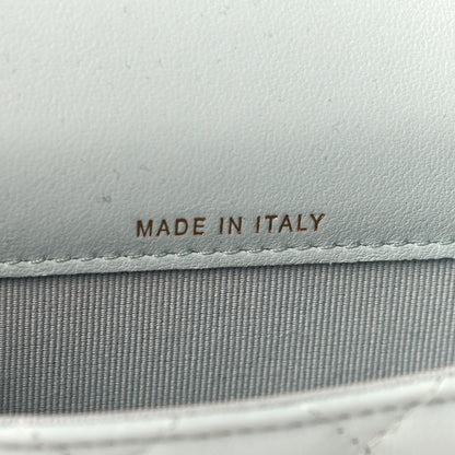 Chanel Lambskin Quilted Top Handle Flap Coin Purse With Chain Light Blue 7 of 12