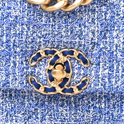 Chanel Tweed Quilted Medium Chanel 19 Flap Blue Multicolor 8 of 10