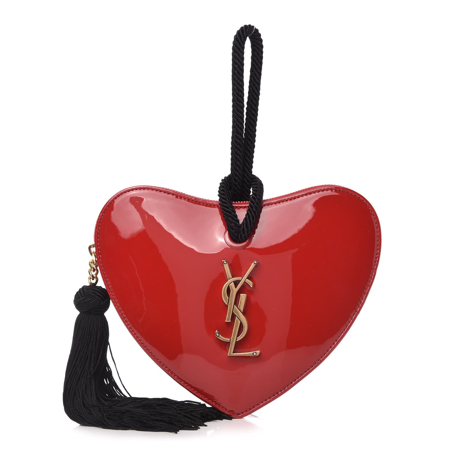 Saint Laurent Patent Sac Coeur Heart Shaped Clutch Red 1 of 10
