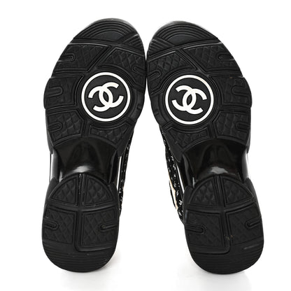 Chanel Nylon Suede Calfskin Printed CC Sneakers 40 Black Beige 5 of 9