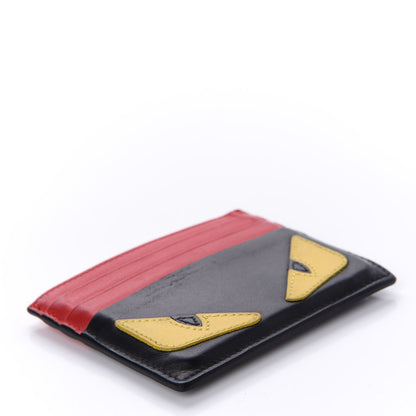 Fendi Vitello Century Monster Eyes Inlay Card Holder Black Giallo Rosso 4 of 10