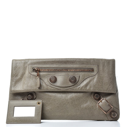Balenciaga Agneau Giant 21 Gold Hardware Envelope Clutch Gris Glace 8 of 8