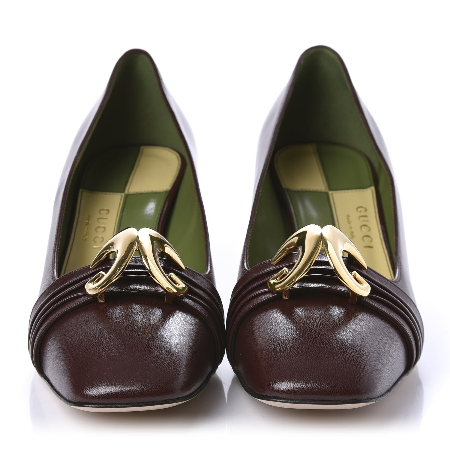 Gucci Malaga Kid Half Moon GG Square Toe Pumps 39.5 Bordeaux 2 of 10